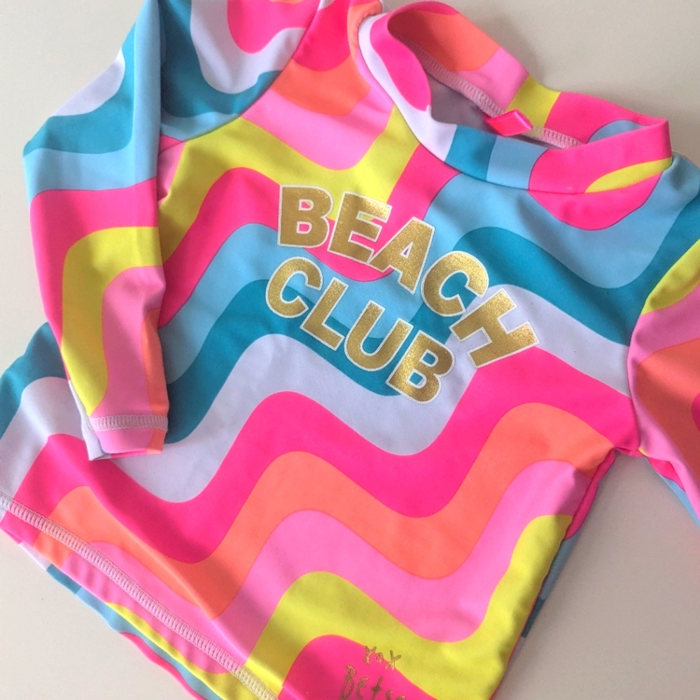 Betsey Johnson Beach Club Rainbow Kids Swim Rashguard